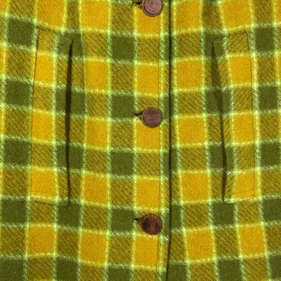 Vintage Merrywear Plaid Thick Wool Cape Coat Womens Button Down Made In Ireland - Picture 5 of 9